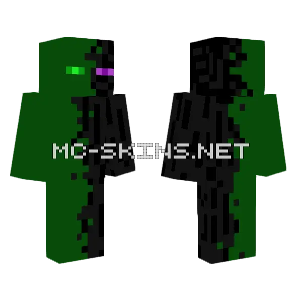 Half Enderman Goober Minecraft skin, front and back