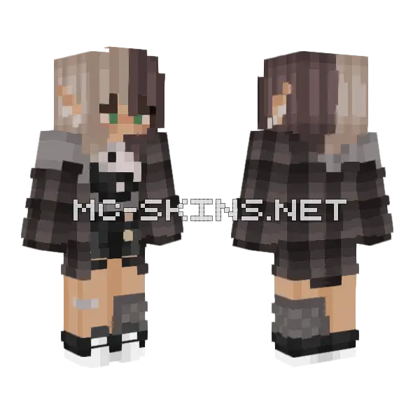 Half Hair OC Minecraft skin, front and back