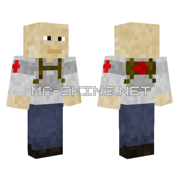 Half Life 2 Medic Bald Male Minecraft skin, front and back