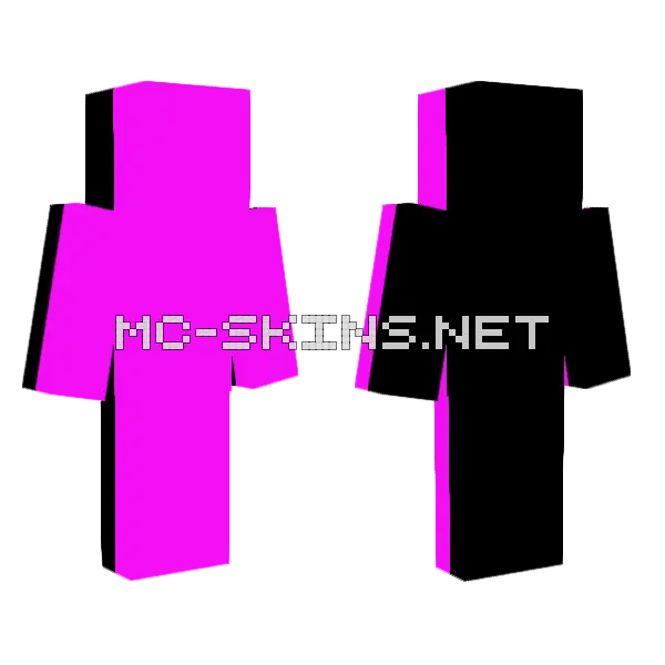 Half Magenta Half Black Minecraft skin, front and back