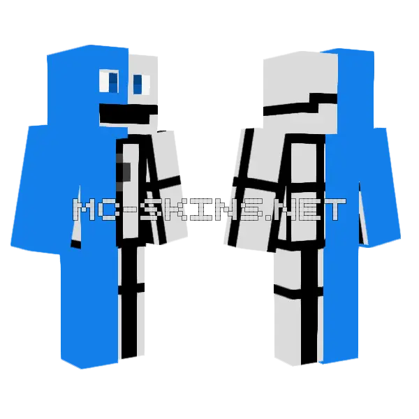 Half Robot 03 Minecraft skin, front and back