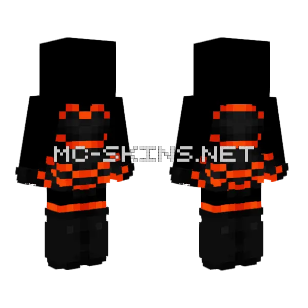 Halloween Black Orange Dress Minecraft skin, front and back