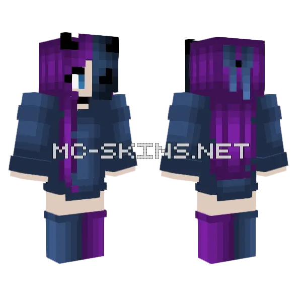 Halloween Dark Blue Purple Mask Minecraft skin, front and back