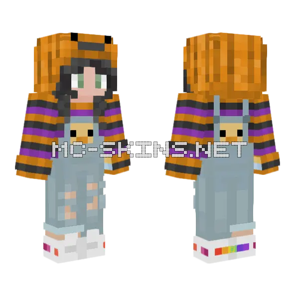 Halloween Duck Overall Pride Minecraft skin, front and back