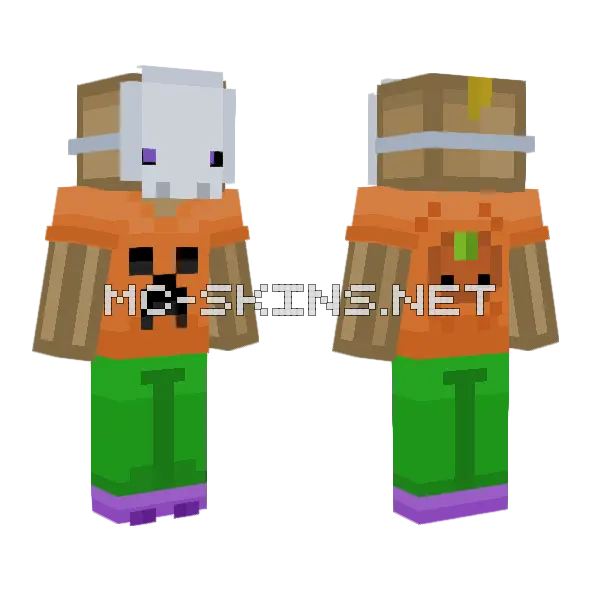 Halloween Mr Box Minecraft skin, front and back