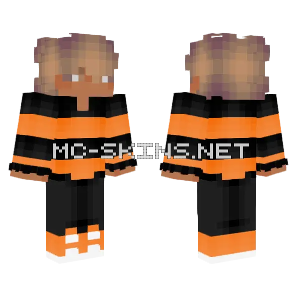 Halloween Orange and Black Stripes Minecraft skin, front and back