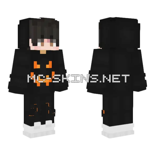 Halloween Pumpkin Boy Minecraft skin, front and back