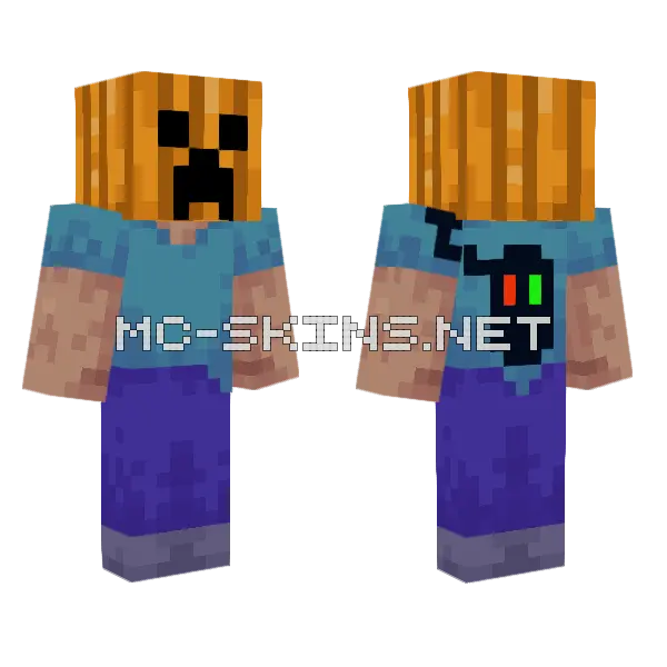 Halloween Steve Phase 2 Minecraft skin, front and back