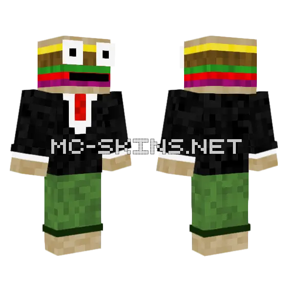 Hamburger Man Minecraft skin, front and back