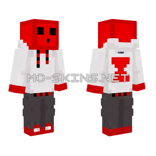 Hank138 Red And White Minecraft skin, front and back