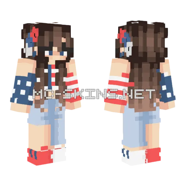 Happy 4th Girl Minecraft skin, front and back