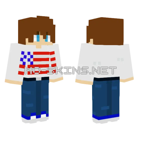 Happy 4th Of July Boy Minecraft skin, front and back
