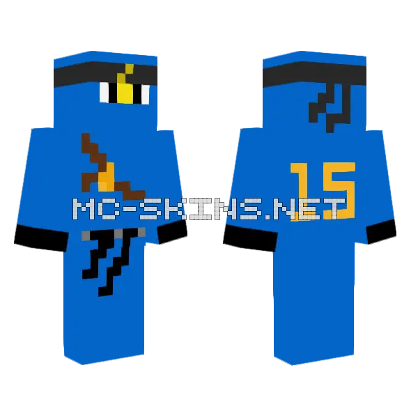 Happy Ninjago 15th Anniversary Jay Minecraft skin, front and back