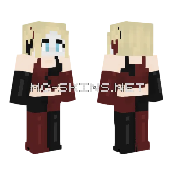 Harley Quinn Arkham City Minecraft skin, front and back