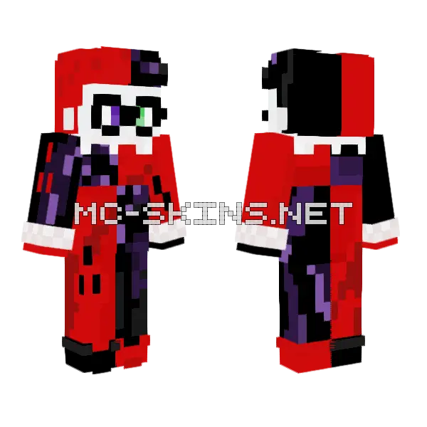 Harley Quinn Comics Minecraft skin, front and back