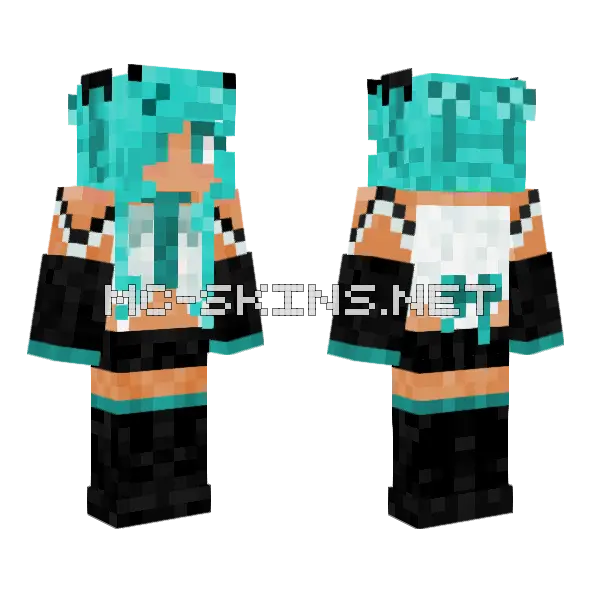 Hastune Miku Minecraft skin, front and back