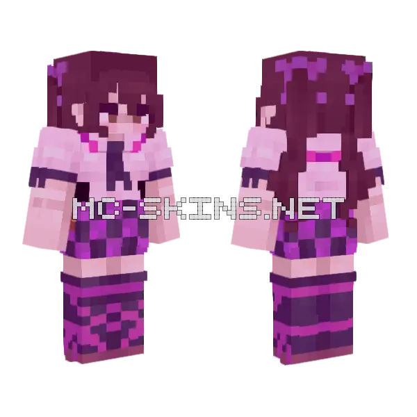 Hatate Himekaidou Touhou Project Minecraft skin, front and back