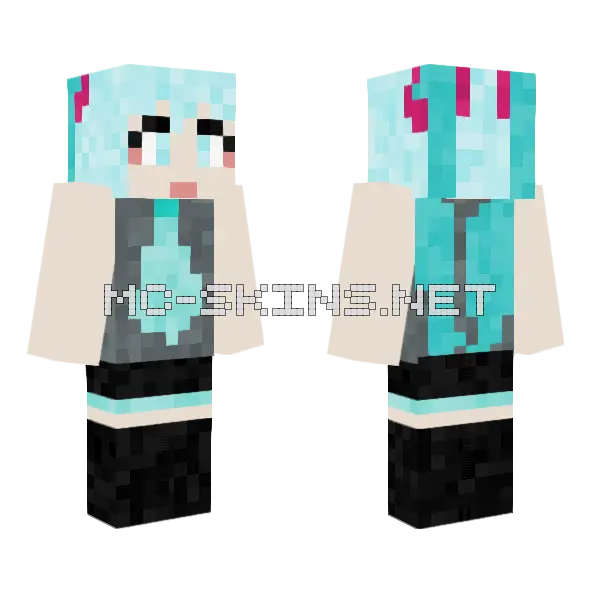 Hatsune Miku Minecraft skin, front and back