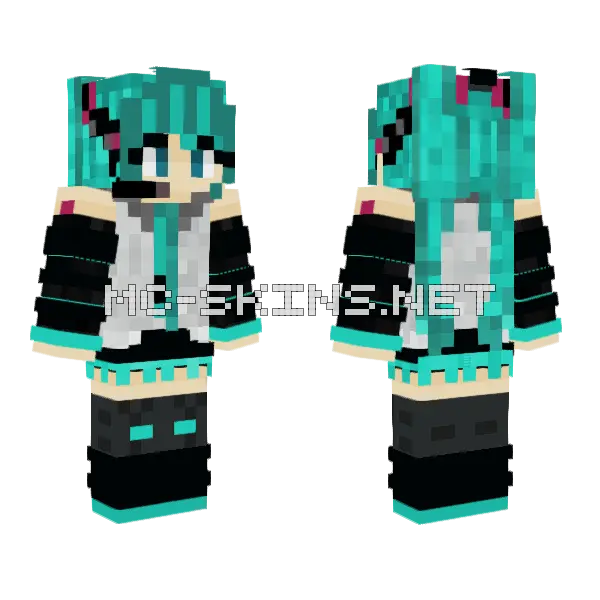 Hatsune Miku Minecraft skin, front and back