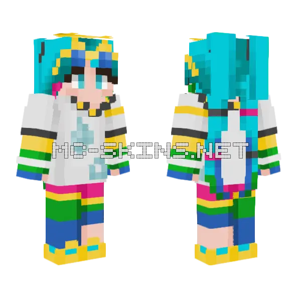 Hatsune Miku Normal Minecraft skin, front and back