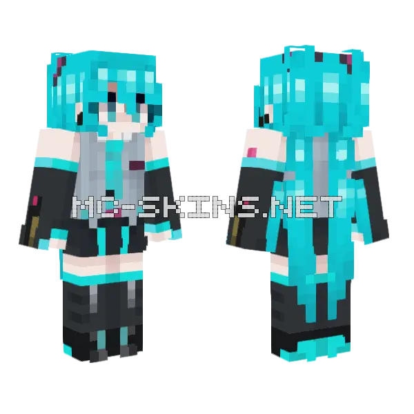 Hatsune Miku Skin Minecraft skin, front and back