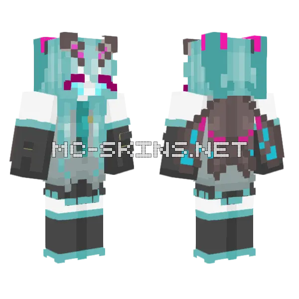 Hatsune Mothiku Minecraft skin, front and back