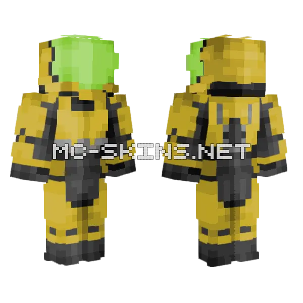 Hazmat Armor Eva Helmet Minecraft skin, front and back
