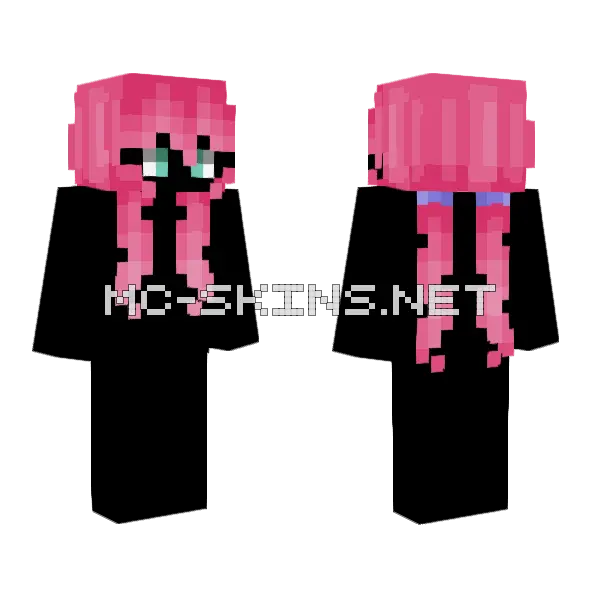 Hb Bubblegum Pink Pigtails Minecraft skin, front and back