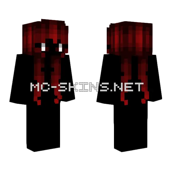 Hb Curly Back Pigtails Dark Red Fade Minecraft skin, front and back