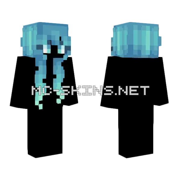Hb Glow Squid Glowing Blue Minecraft skin, front and back