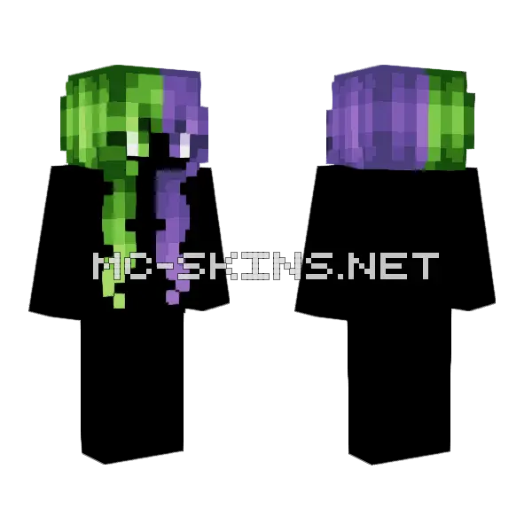 Hb Hulk Green Purple Minecraft skin, front and back