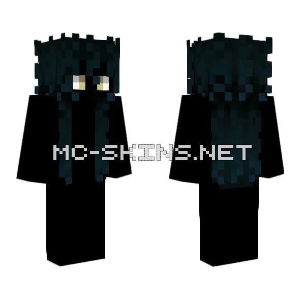 Hb Longer Curly Dark Teal Hair Minecraft skin, front and back