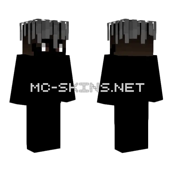 Hb Male Long Gray Dreadlocks Minecraft skin, front and back
