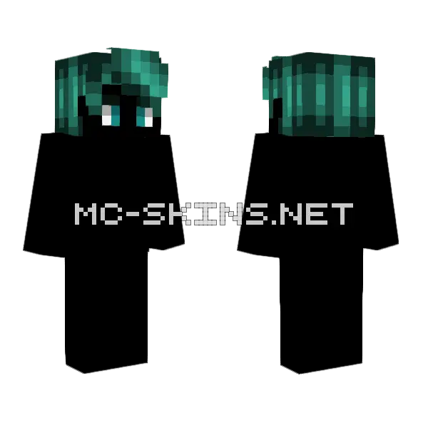 Hb Male Teal Fade Minecraft skin, front and back