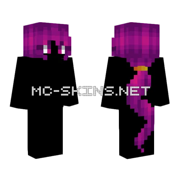 Hb Neon Pink Magenta Ponytail Minecraft skin, front and back