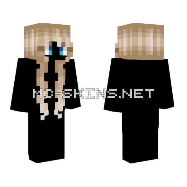 Hb Super Long Curly Blonde Minecraft skin, front and back