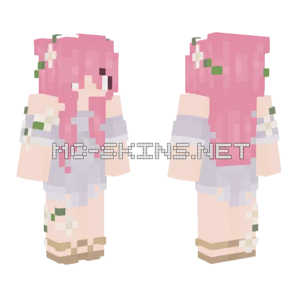 Hbrgs Pink Hair Girl Minecraft skin, front and back