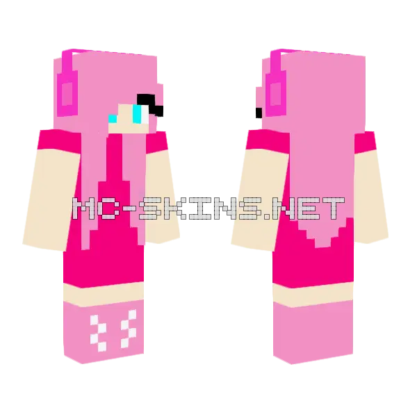 Headphones Zoey Minecraft skin, front and back