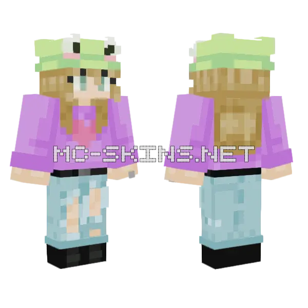 Heart Sweater Girl Minecraft skin, front and back