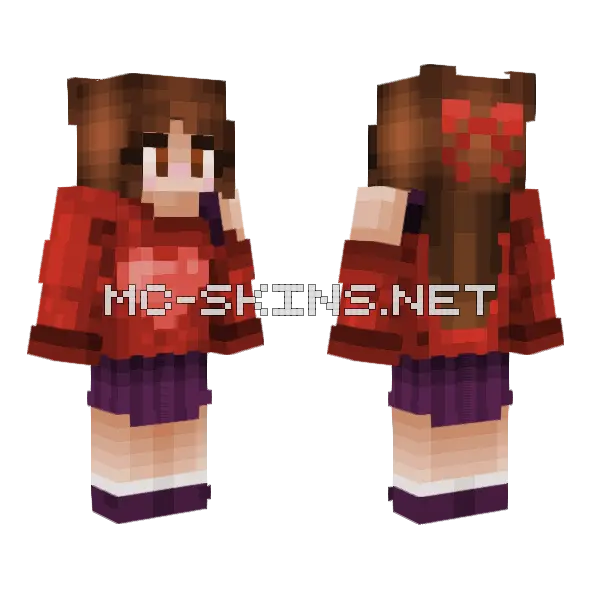 Heart Sweater Girl Minecraft skin, front and back