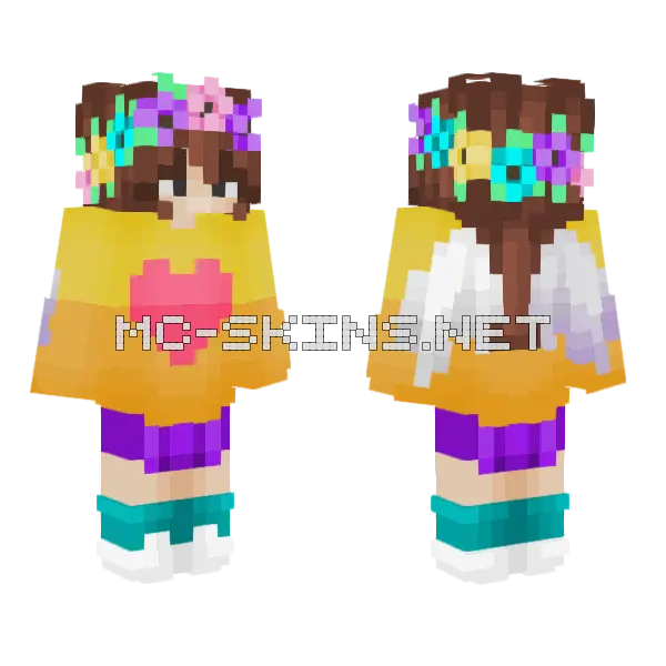 Heart With Wings Girl Minecraft skin, front and back
