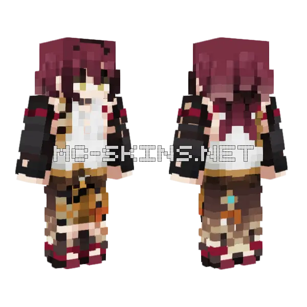 Heizou Genshin Impact Minecraft skin, front and back