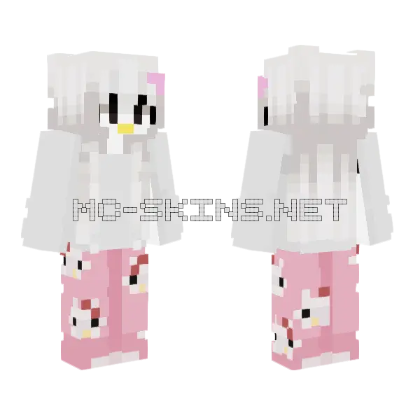 Hello Kitty Minecraft skin, front and back