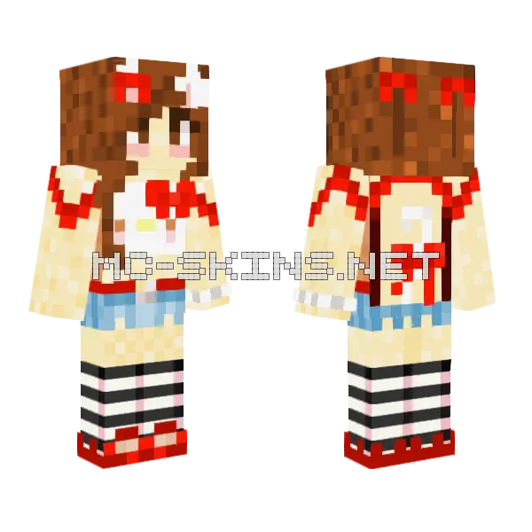 Hello Kitty Cat Girl Minecraft skin, front and back