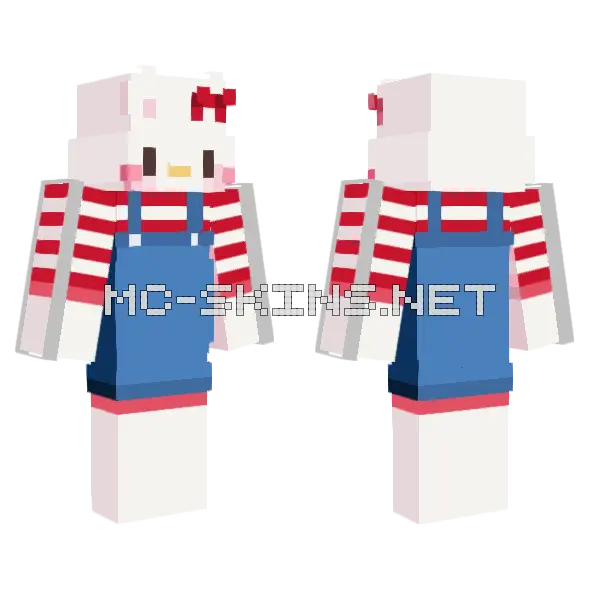 Hello Kitty Classic Red And Blue Minecraft skin, front and back