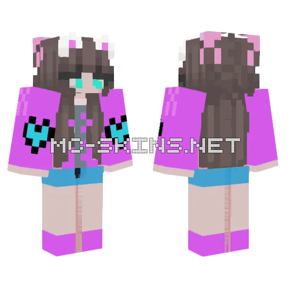 Hello Kitty Cute Minecraft skin, front and back