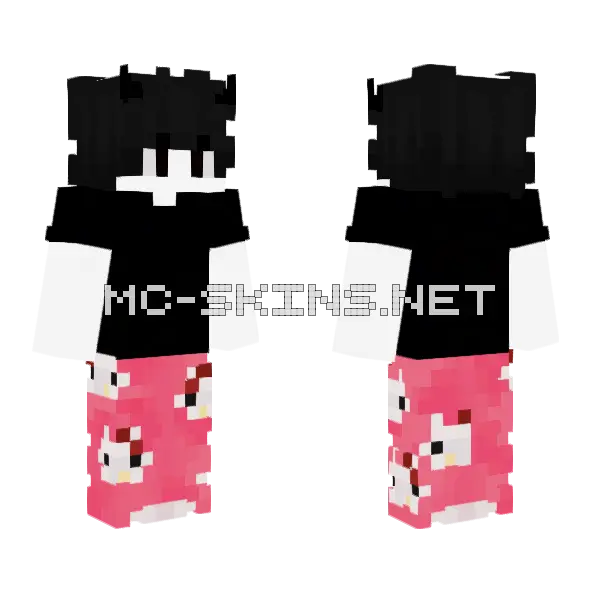 Hello Kitty Emo Minecraft skin, front and back