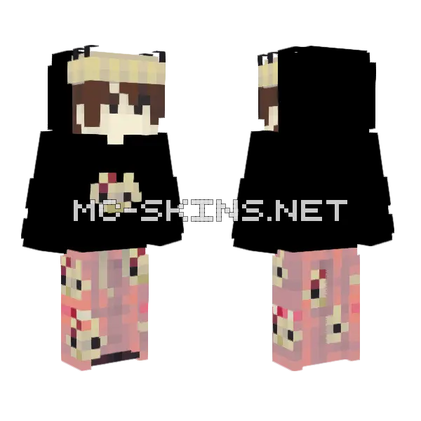 Hello Kitty Hoodie and Beanie Minecraft skin, front and back