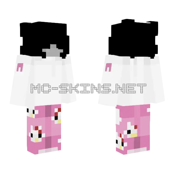 Hello Kitty Pink Outfit Minecraft skin, front and back