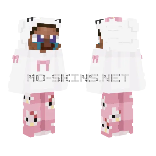 Hello Kitty Sad Steve Minecraft skin, front and back